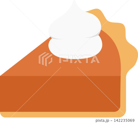 Pumpkin Pie Slice with Whipped Cream Flat Illustration. Clean Icon Design Element on Isolated White Background Pumpkin Pie Slice with Whipped Cream Flat Illustration. Clean Icon Design Element on Isolated White Background 142235069