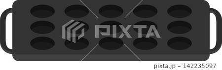 Takoyaki Cast Iron Pan Flat Illustration. Clean Icon Design Element on Isolated White Background Takoyaki Cast Iron Pan Flat Illustration. Clean Icon Design Element on Isolated White Background 142235097