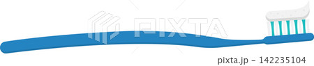 Flat Illustration of Toothbrush with Toothpaste on Isolated White Background Flat Illustration of Toothbrush with Toothpaste on Isolated White Background 142235104