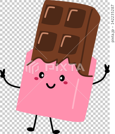 cute cartoon chocolate bar with happy face cute cartoon chocolate bar with happy face 142235287