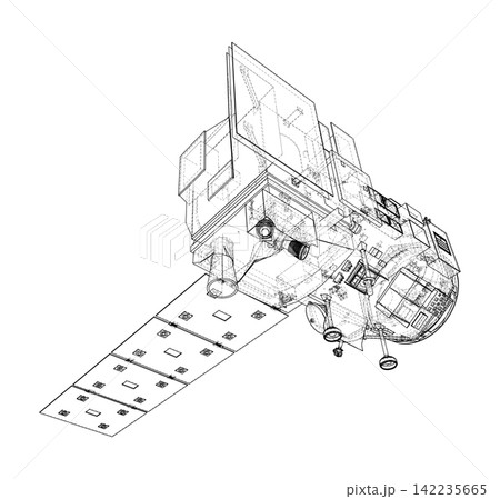 satellite blueprint illustration. Vector satellite blueprint illustration. Vector 142235665