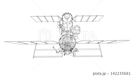 detailed illustration of a space station. Vector detailed illustration of a space station. Vector 142235681