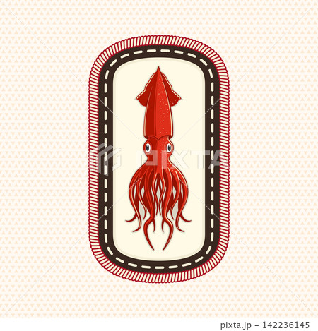 Marine Scout Squid Badge, Vintage Embroidery Patch with Red Squid Illustration, Nautical Wildlife Achievement Emblem for Fishing, Scouting and Ocean Adventure Marine Scout Squid Badge, Vintage Embroidery Patch with Red Squid Illustration, Nautical Wildlife Achievement Emblem for Fishing, Scouting and Ocean Adventure 142236145