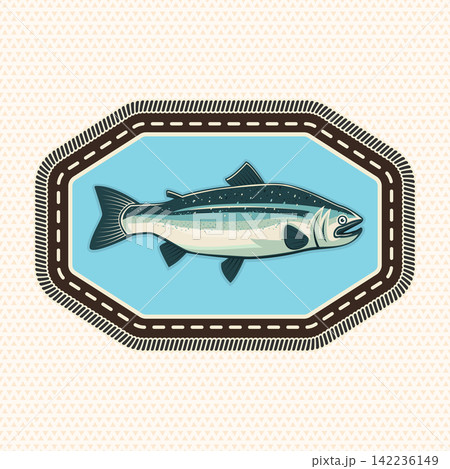 Marine Scout Fish Badge, Vintage Embroidery Patch with Sea Fish Illustration, Nautical Achievement Emblem for Fishing, Scouting and Ocean Adventure 142236149