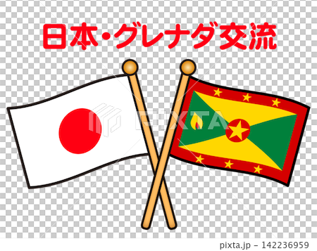 格林納達和日本國旗插圖素材 2 142236959