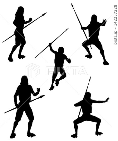 Warrior Silhouette with Spear Warrior Silhouette with Spear 142237228