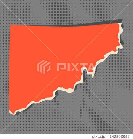 Torn red piece of paper. Gray halftone background. Paper note for text design. 142238035