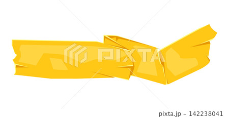 Adhesive tape horizontal yellow piece. Crumpled duct scotch tape for photo collage. Adhesive tape horizontal yellow piece. Crumpled duct scotch tape for photo collage. 142238041