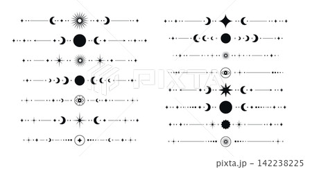 Set of black tarot dividers with moon stars sun and celestial symbols 142238225