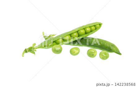 Green Peas. Pea Pod Isolated on White. Green Peas. Pea Pod Isolated on White. 142238568