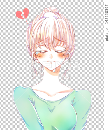 泣いている女性　割れたハート 142238597