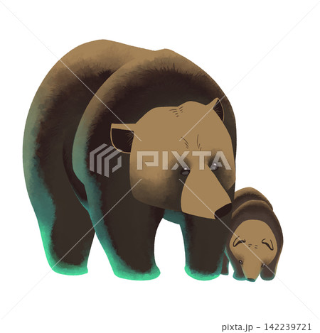 ヒグマの親子 142239721