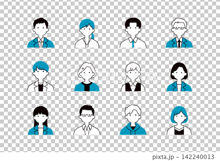 企業で働く男女のビジネスパーソン・社長・経営者のアイコンイラスト素材セット_バストアップ 企業で働く男女のビジネスパーソン・社長・経営者のアイコンイラスト素材セット_バストアップ 142240013