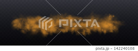 Realistic orange smoke or haze, overlay effect on a transparent background. Hot fire and flame, magic fog, vapor. Abstract vector illustration Realistic orange smoke or haze, overlay effect on a transparent background. Hot fire and flame, magic fog, vapor. Abstract vector illustration 142240108