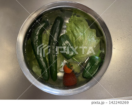 初夏、家庭菜園で初めて収穫した野菜 初夏、家庭菜園で初めて収穫した野菜 142240269