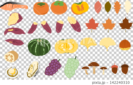 秋のグラフィック素材イラスト 秋のグラフィック素材イラスト 142240310