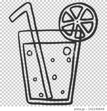Illustration of carbonated drink (line drawing) 142240649