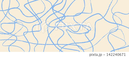 Abstract background with hand-drawn curves. Curved ink strokes of different thickness.Wavy minimalist template 142240671