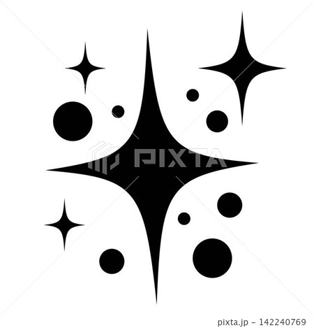 Black decorative sparkles, sparkling stars, shiny flashes of fireworks. Collection original stars 142240769