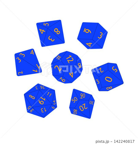 D8 D10 D12 D20 Dice for Board games. Collection of polyhedral dices with different sides D8 D10 D12 D20 Dice for Board games. Collection of polyhedral dices with different sides 142240817