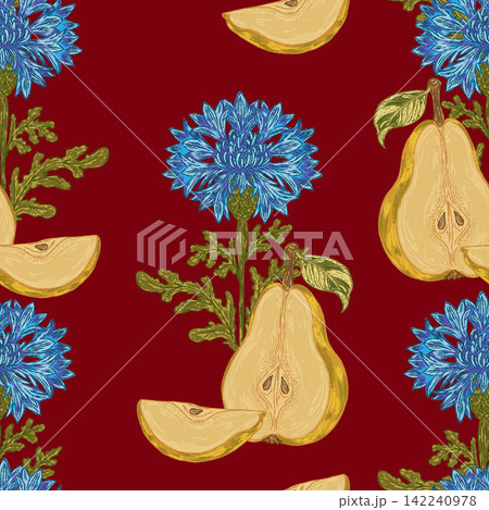 seamless pattern with hand drawn herbs and spices 142240978