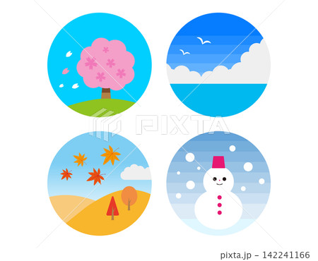 四季の風景のイラストセット 142241166