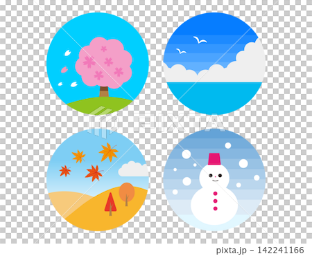 四季の風景のイラストセット 142241166