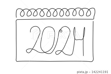 Loose-leaf calendar continuous line drawing. Organizer concept. Leap year 142241191