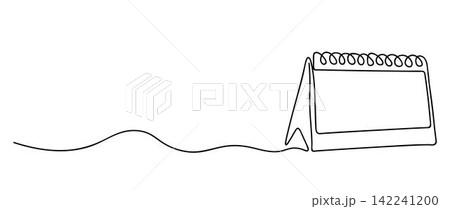 Loose-leaf calendar continuous line drawing. Organizer concept. Time planer concept Loose-leaf calendar continuous line drawing. Organizer concept. Time planer concept 142241200