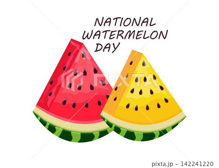 National Watermelon Day. Concept of a national holiday. Slices watermelon with greetings 142241220