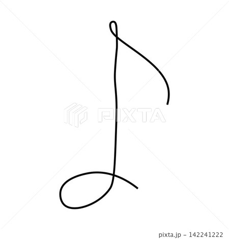 One continuous line drawing of music note. Minimalist music symbol or logo One continuous line drawing of music note. Minimalist music symbol or logo 142241222