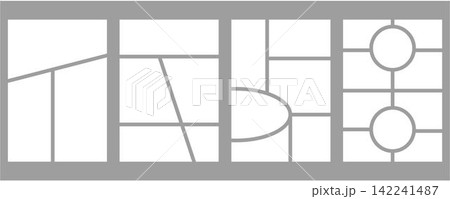 Set of templates minimalistic geometric photo frames. Mood board or photo image layout. Simple trendy geometric design 142241487