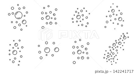 Air bubbles black outline  element signs. water bubbles icon, gas balloons, water doodle flat vector, for patterns, card 142241717
