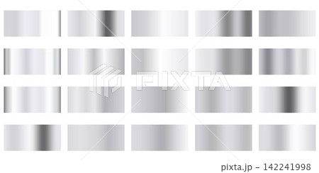 White gold gradient swatches, golden metal light glitter material effect  surface, silver vector 142241998