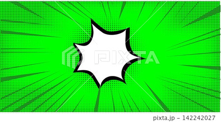 Comic pop art background speed lines halftone dots. Cartoon Vector Illustration on green, Comic pop art background speed lines halftone dots. Cartoon Vector Illustration on green, 142242027