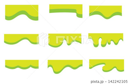 Set of green wave separator footers, modern dividers shapes vector illustration. Header Border Shapes for Websites. Vector Banner Designs. Abstract Web Dividers. Wave Page Section Elements 142242105