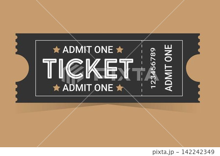 Black ticket for one person on a colored background Black ticket for one person on a colored background 142242349