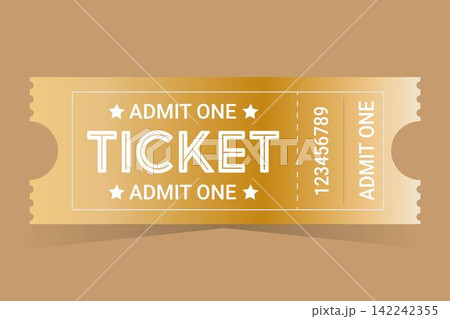 Gold ticket for one person on a colored background Gold ticket for one person on a colored background 142242355