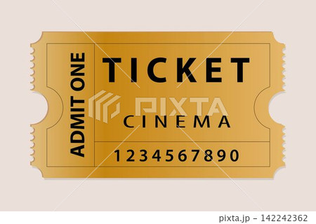 Gold ticket for one person on a colored background 142242362