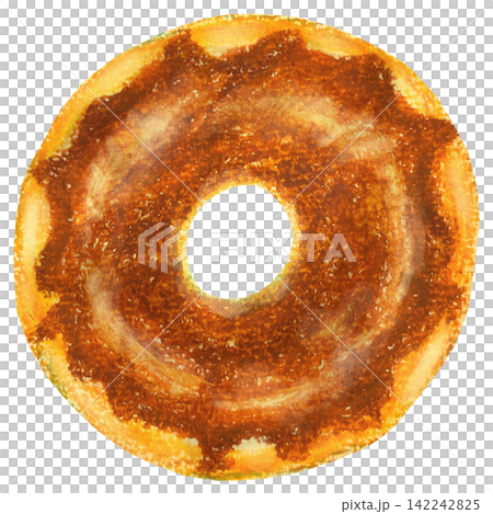 Illustration of a chocolate donut, oil pastel painting. Illustration of a chocolate donut, oil pastel painting. 142242825