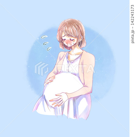 泣いている女性　妊婦さん 142243173