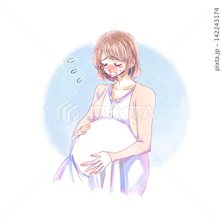 泣いている女性　妊婦さん 142243174