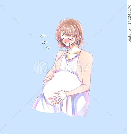 泣いている女性　妊婦さん 142243176