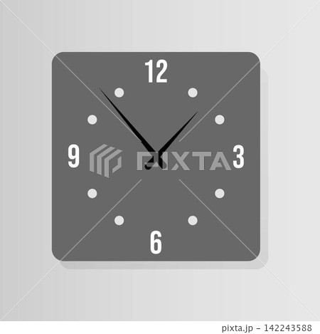 Square clock icon in flat style Square clock icon in flat style 142243588