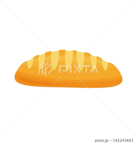 Wheat baked baguette. Isolated on white background. Perfect for cards, decorations, logo, menu, various designs 142243601