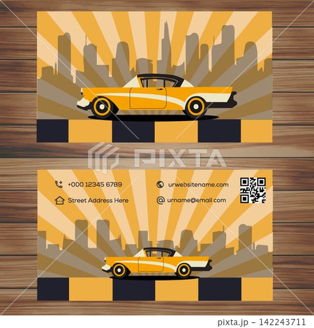 Retro car. Vector illustration for a business card in retro style. Retro car. Vector illustration for a business card in retro style. 142243711