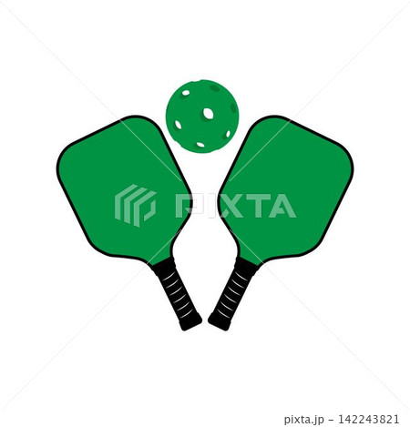 Pickleball with a ball and a rackets for playing 142243821