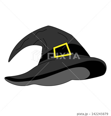 Witch hat with buckle isolated on white background Witch hat with buckle isolated on white background 142243879