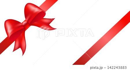 Shiny red color satin ribbon on white background Shiny red color satin ribbon on white background 142243883