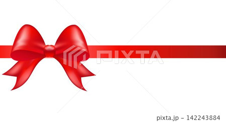 Shiny red color satin ribbon on white background Shiny red color satin ribbon on white background 142243884